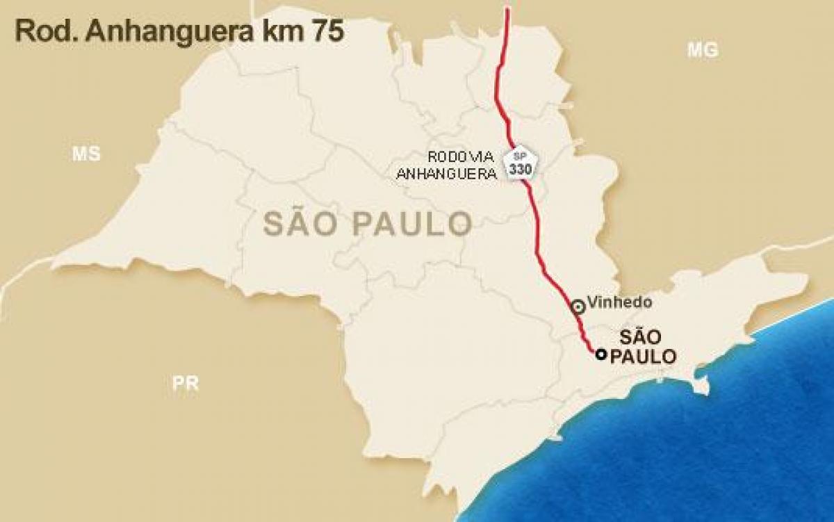Mapa Anhanguera autopista - SP 330