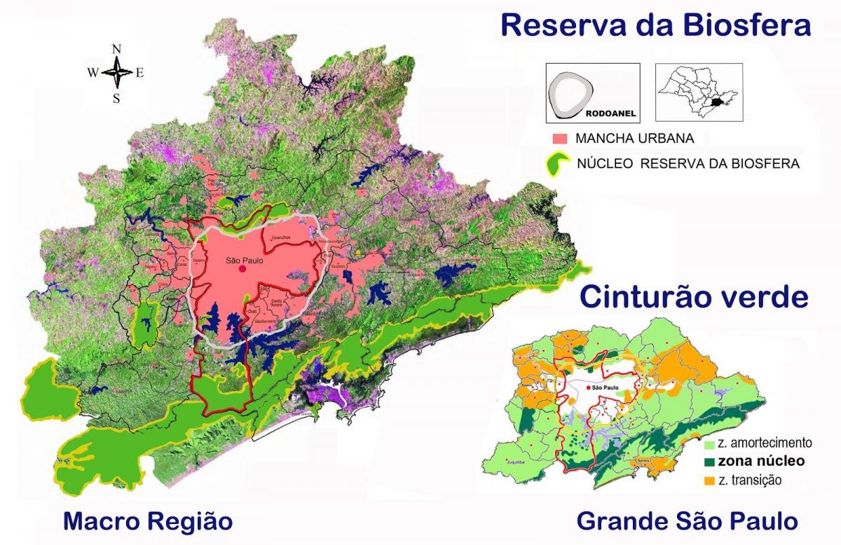 Mapa biosfera erreserba, eraztun berdea São Paulo