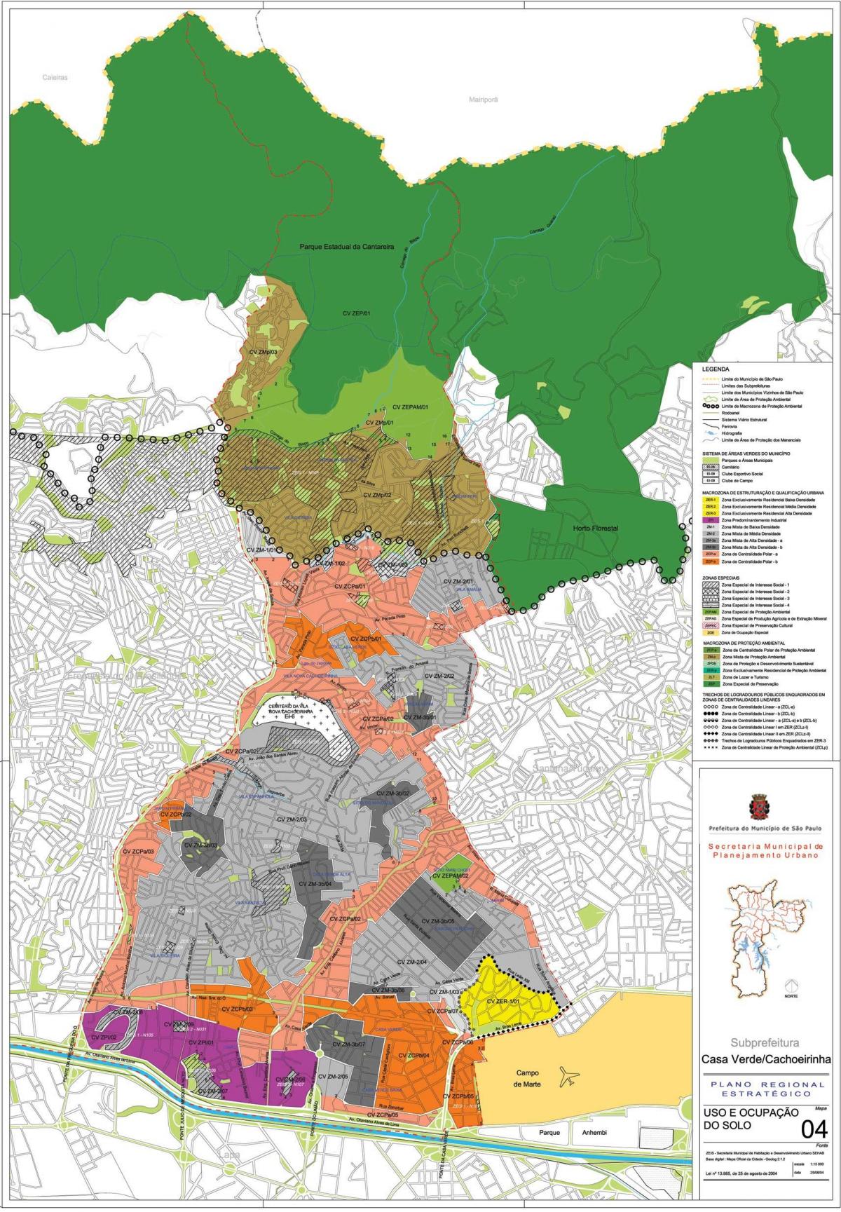 Mapa Casa Verde, Sao Paulo - lurzoruaren Okupazioa