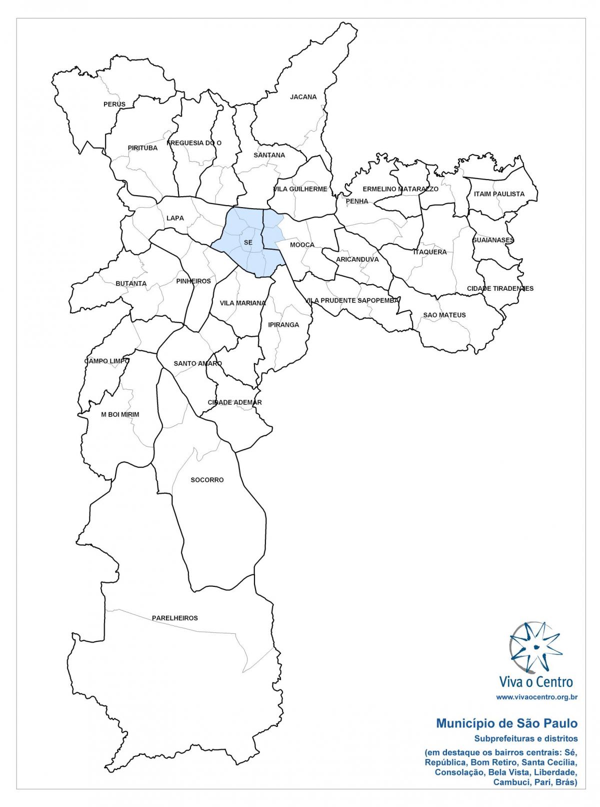 Mapa Erdiko zona São Paulo