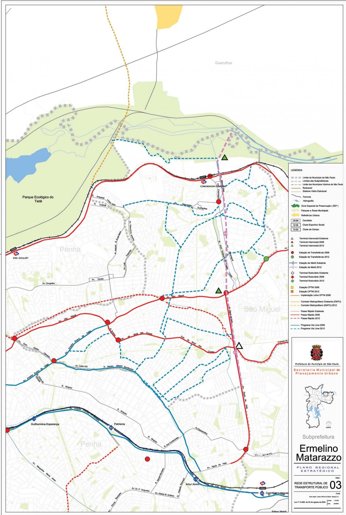 Mapa Ermelino Matarazzo São Paulo - garraio Publiko