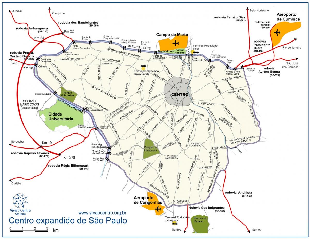 Mapa handi zentro São Paulo
