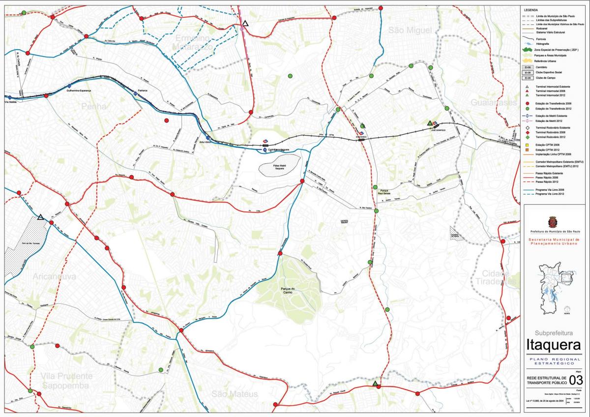 Mapa Itaquera São Paulo - garraio Publiko
