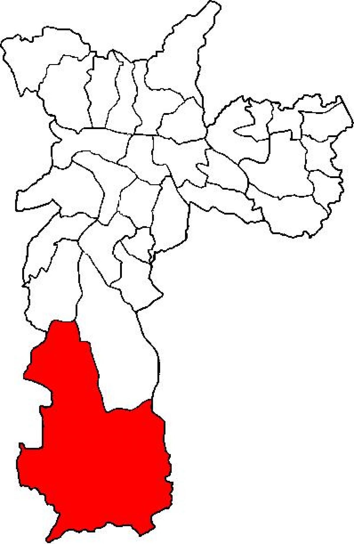 Mapa Parelheiros azpi-prefektura São Paulo