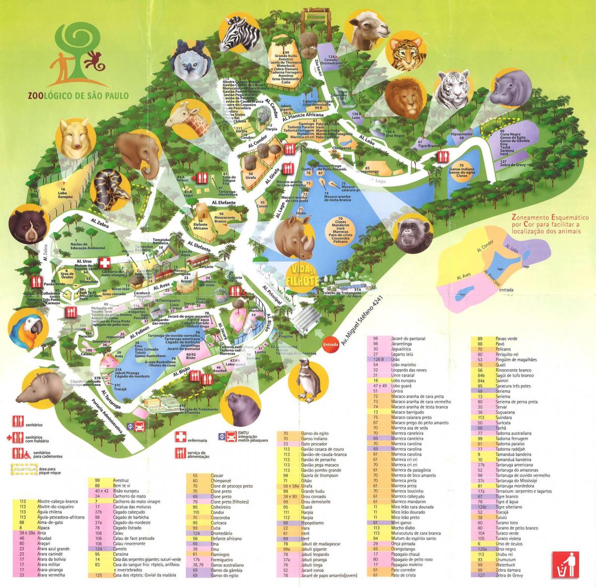 Mapa parke zoologikoak São Paulo