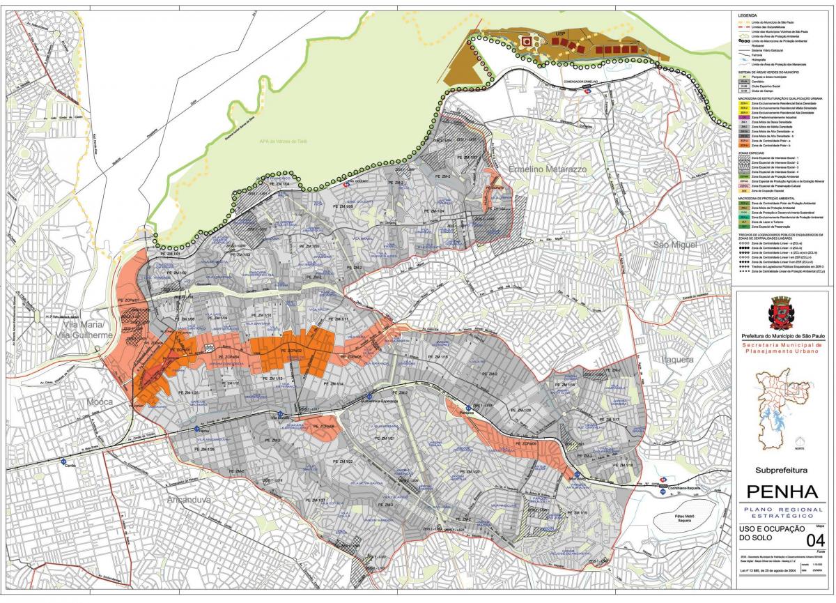 Mapa Penha São Paulo - lurzoruaren Okupazioa