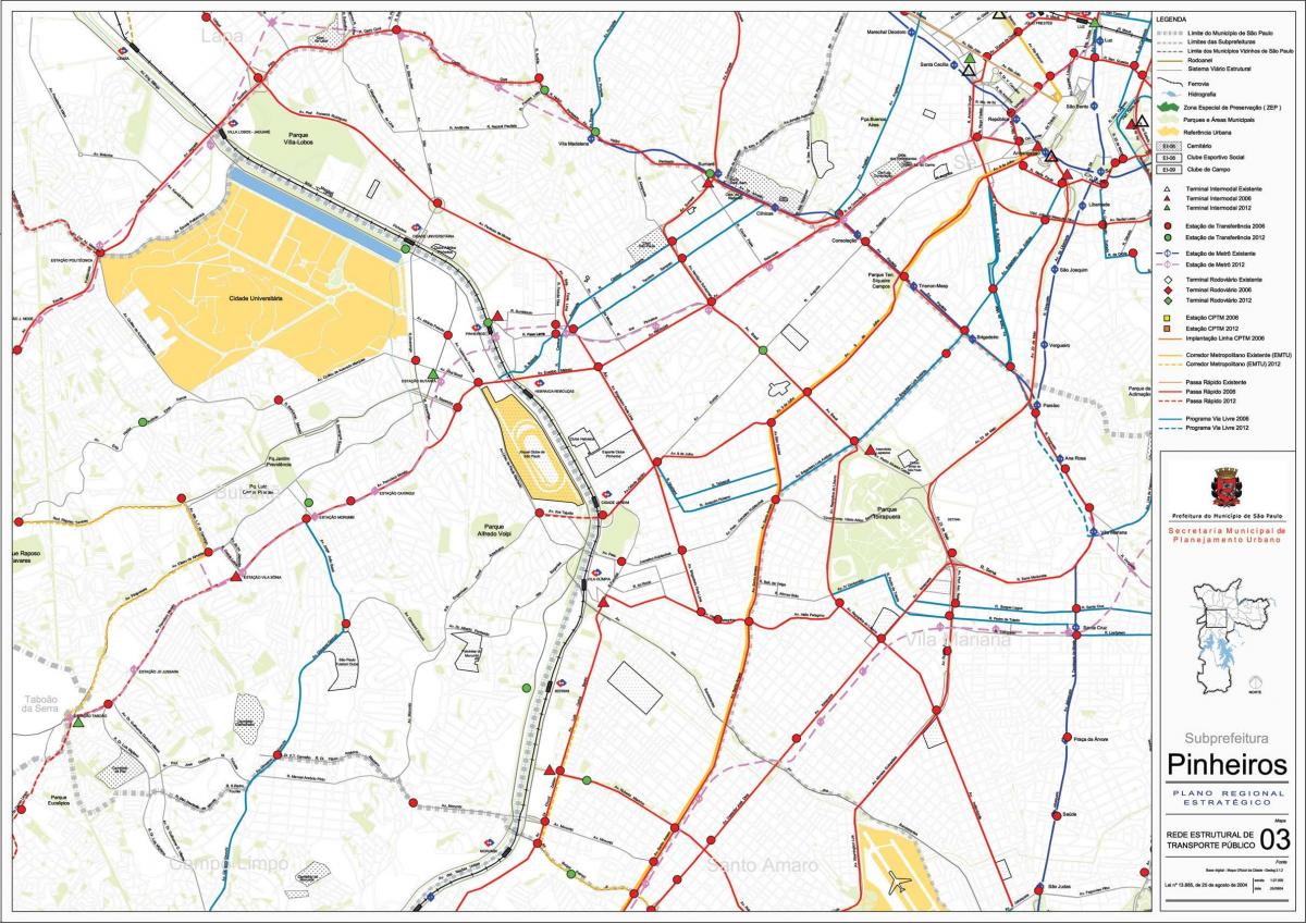 Mapa Pinheiros São Paulo - garraio Publiko