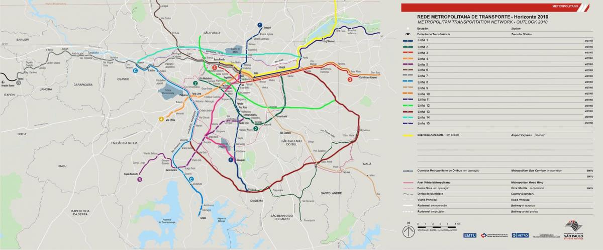 Mapa sare garraio São Paulo