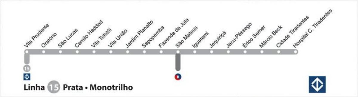 Mapa São Paulo monorail - Line 15 - Zilarrezko