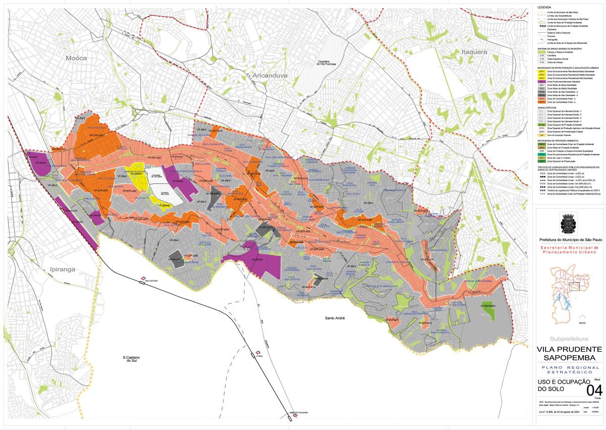 Mapa Vila Prudente São Paulo - lurzoruaren Okupazioa