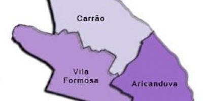 Mapa Aricanduva-Vila Formosa azpi-prefekturan