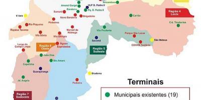 Mapa terminalak autobus São Paulo