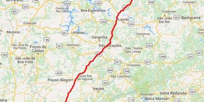 Mapa Fernão Dias autopista - BR 381