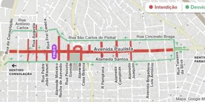 Mapa Paulista avenue São Paulo