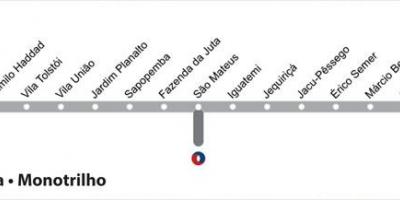 Mapa São Paulo monorail - Line 15 - Zilarrezko
