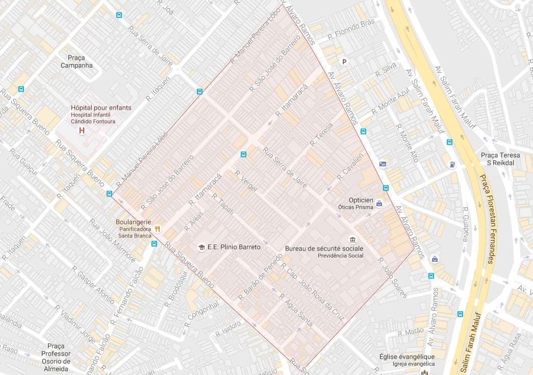 Mapa Água Rasa São Paulo
