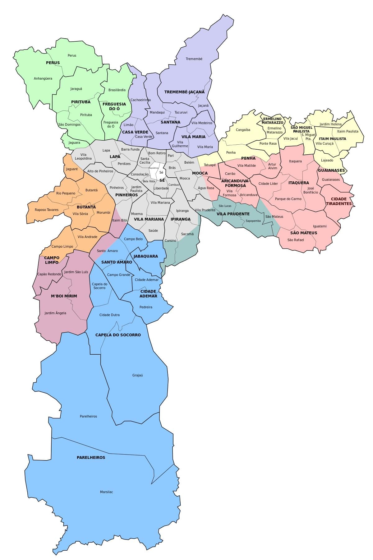 Mapa administrazio-zona São Paulo