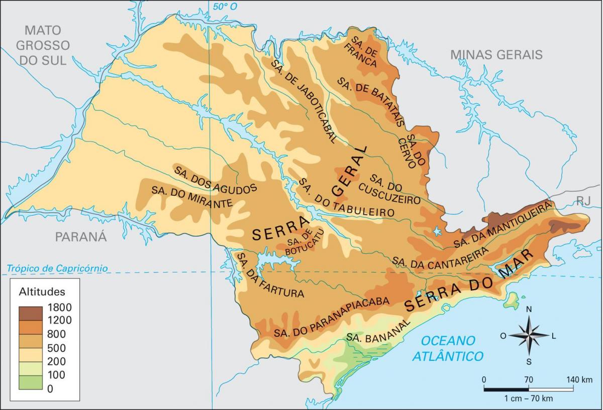 Mapa altitudea São Paulo