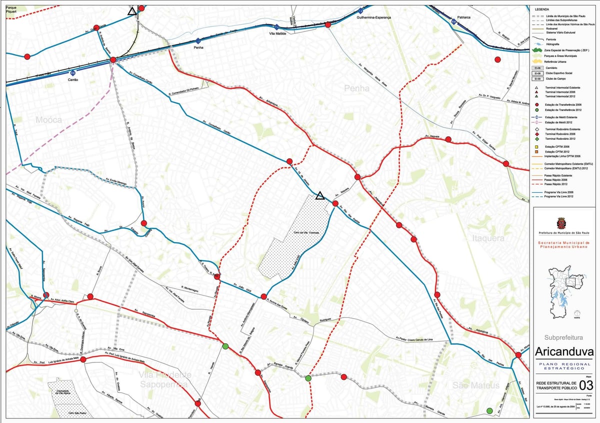 Mapa Aricanduva-Vila Formosa São Paulo - garraio Publiko