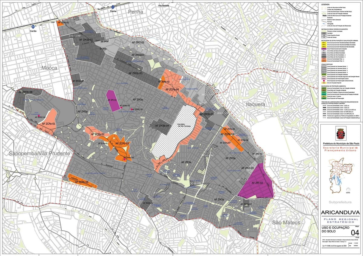 Mapa Aricanduva-Vila Formosa São Paulo - lurzoruaren Okupazioa