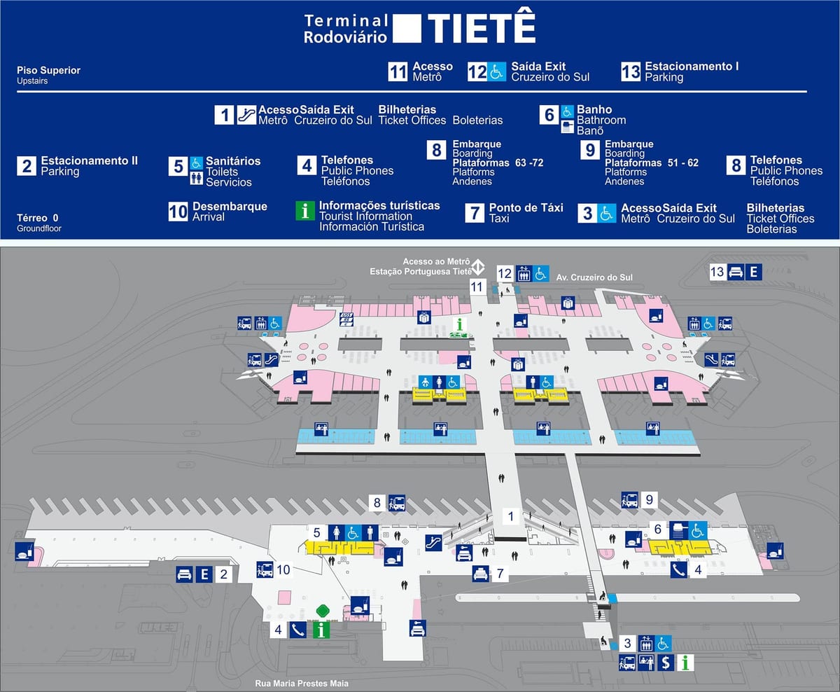Mapa autobus terminal Tietê - goiko solairuan