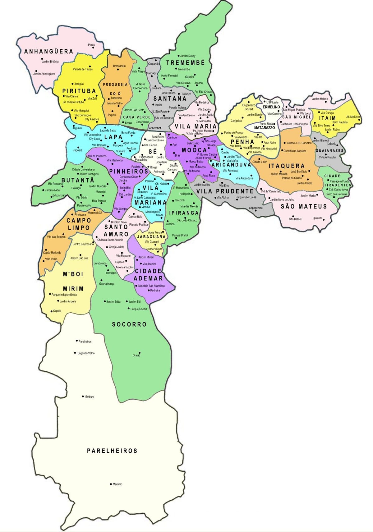 Mapa azpi-prefektura São Paulo