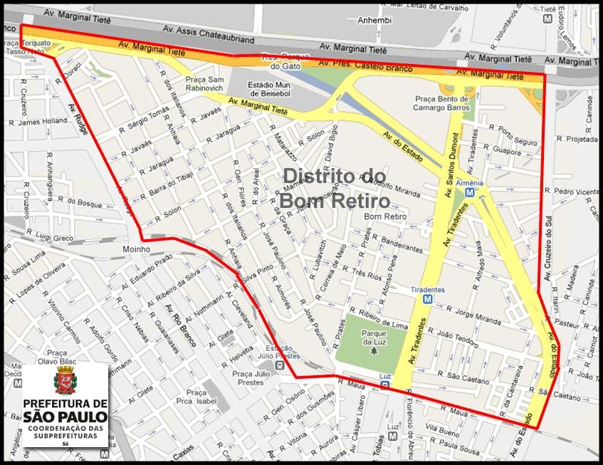 Mapa Bom Retiro São Paulo