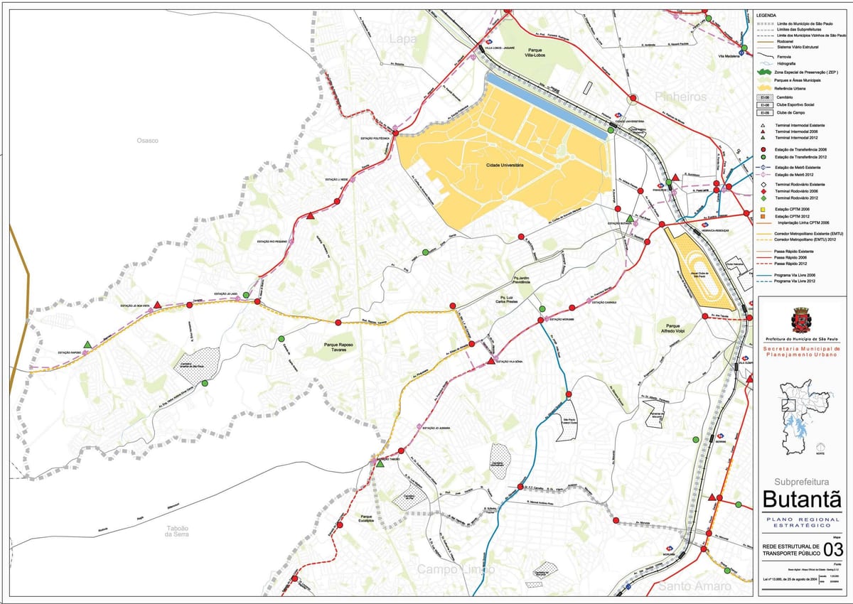Mapa Butantã São Paulo - garraio Publiko