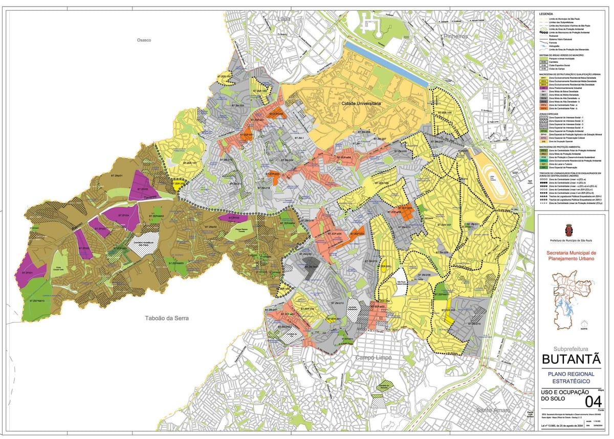 Mapa Butantã São Paulo - lurzoruaren Okupazioa