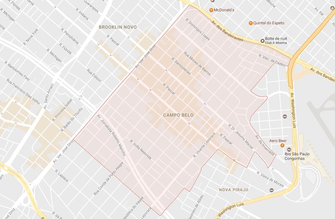 Mapa Campo Belo São Paulo