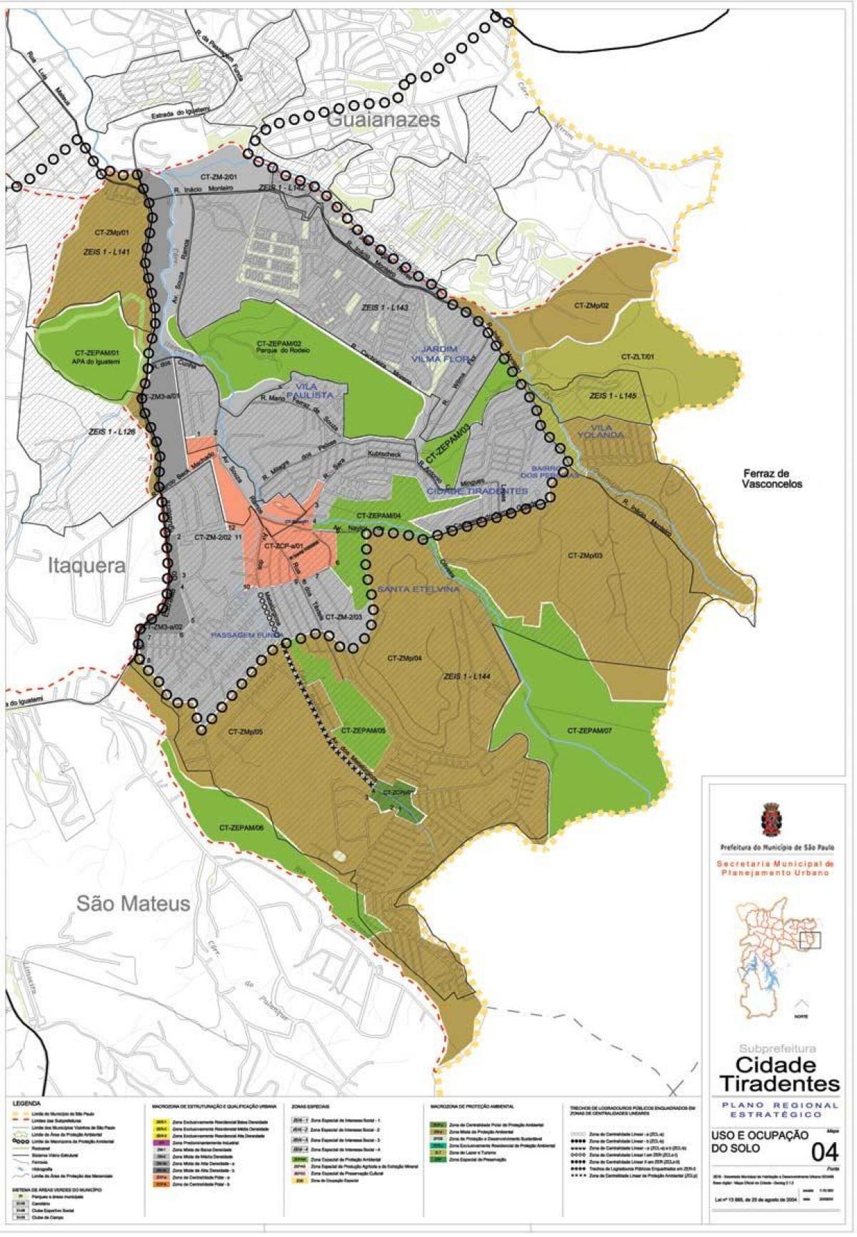 Mapa Cidade Tiradentes São Paulo - lurzoruaren Okupazioa