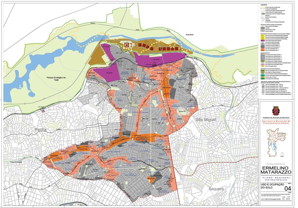 Mapa Ermelino Matarazzo São Paulo - lurzoruaren Okupazioa