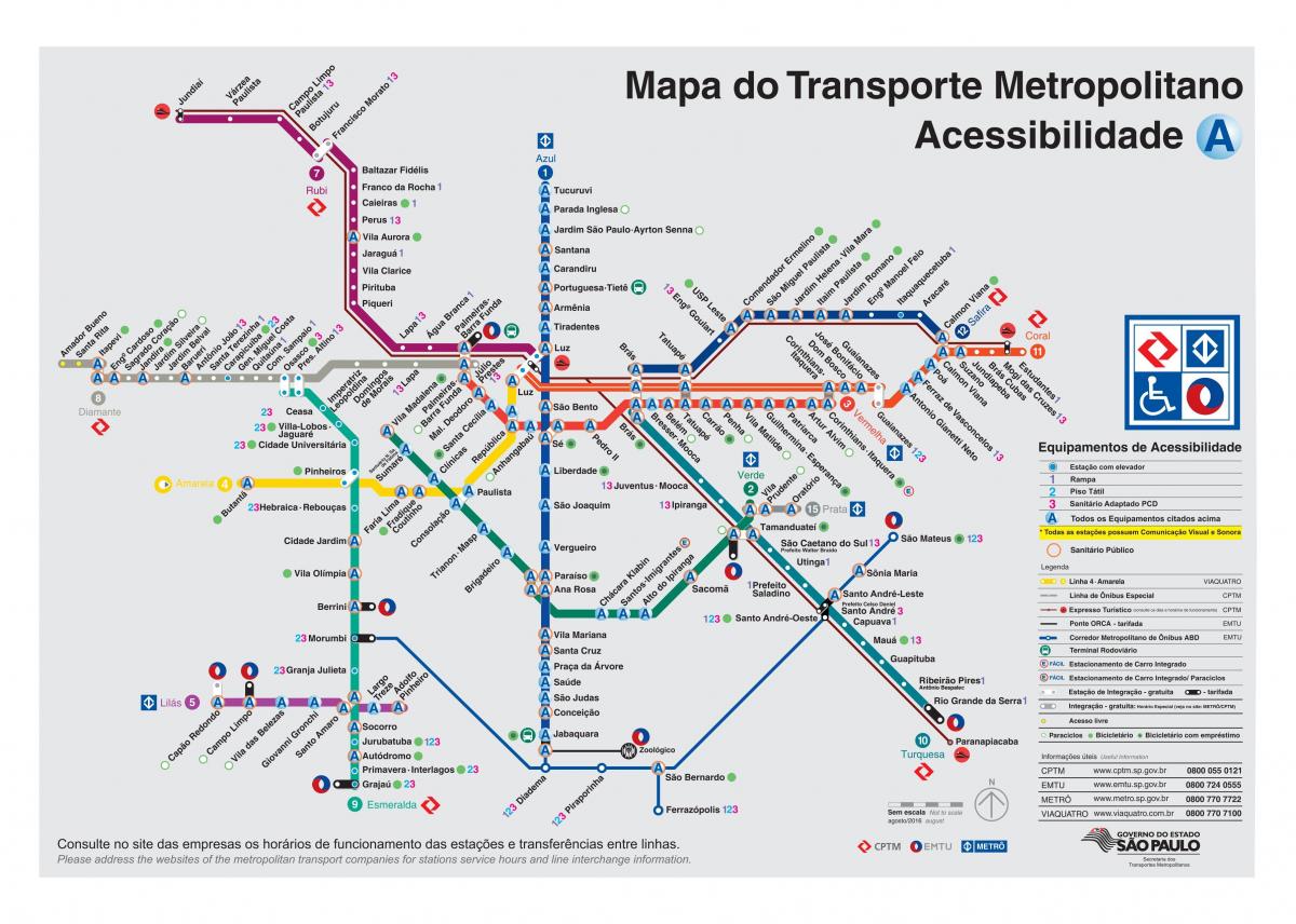 Mapa garraio Sao Paulo - minusbaliatuentzako Sarbidea