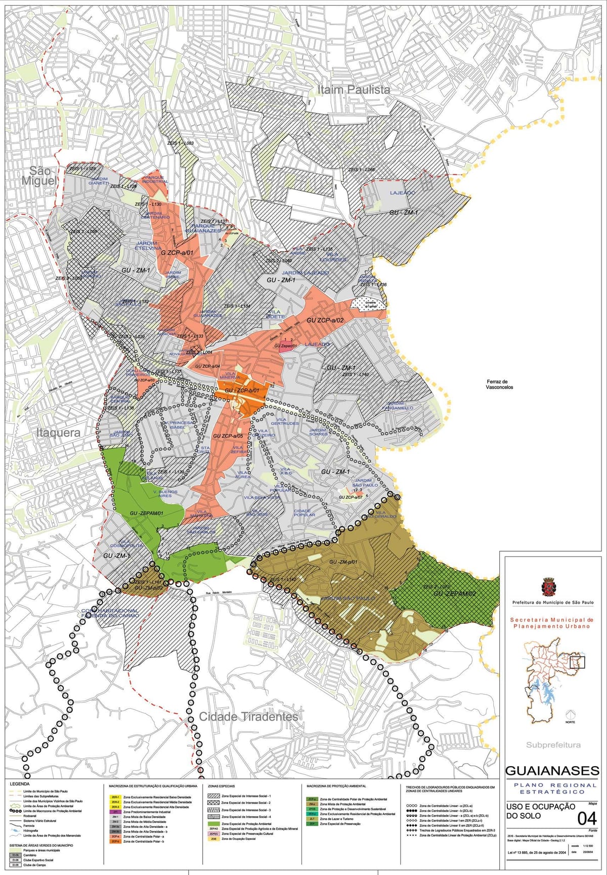 Mapa Guaianases São Paulo - lurzoruaren Okupazioa