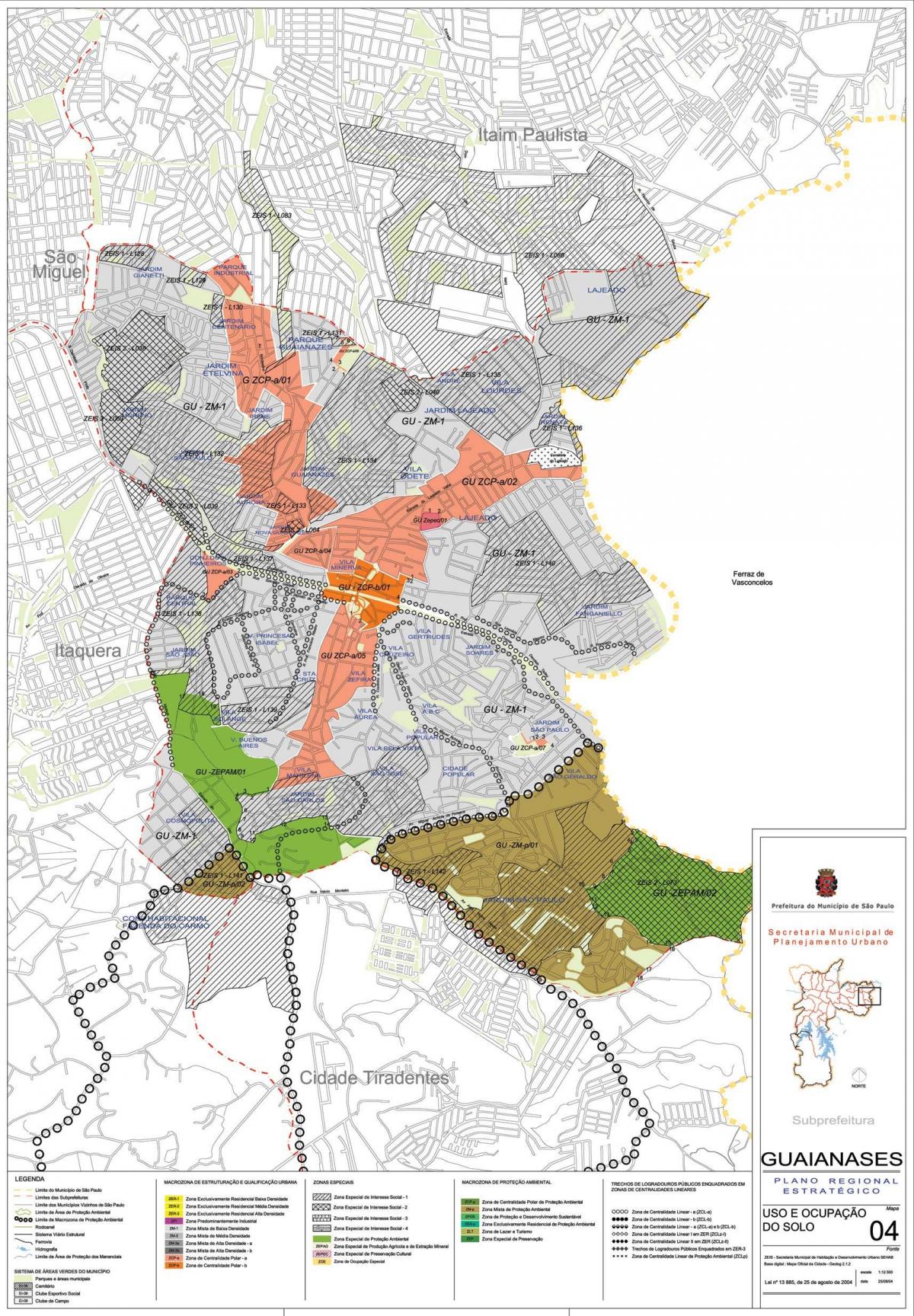 Mapa Guaianases São Paulo - lurzoruaren Okupazioa