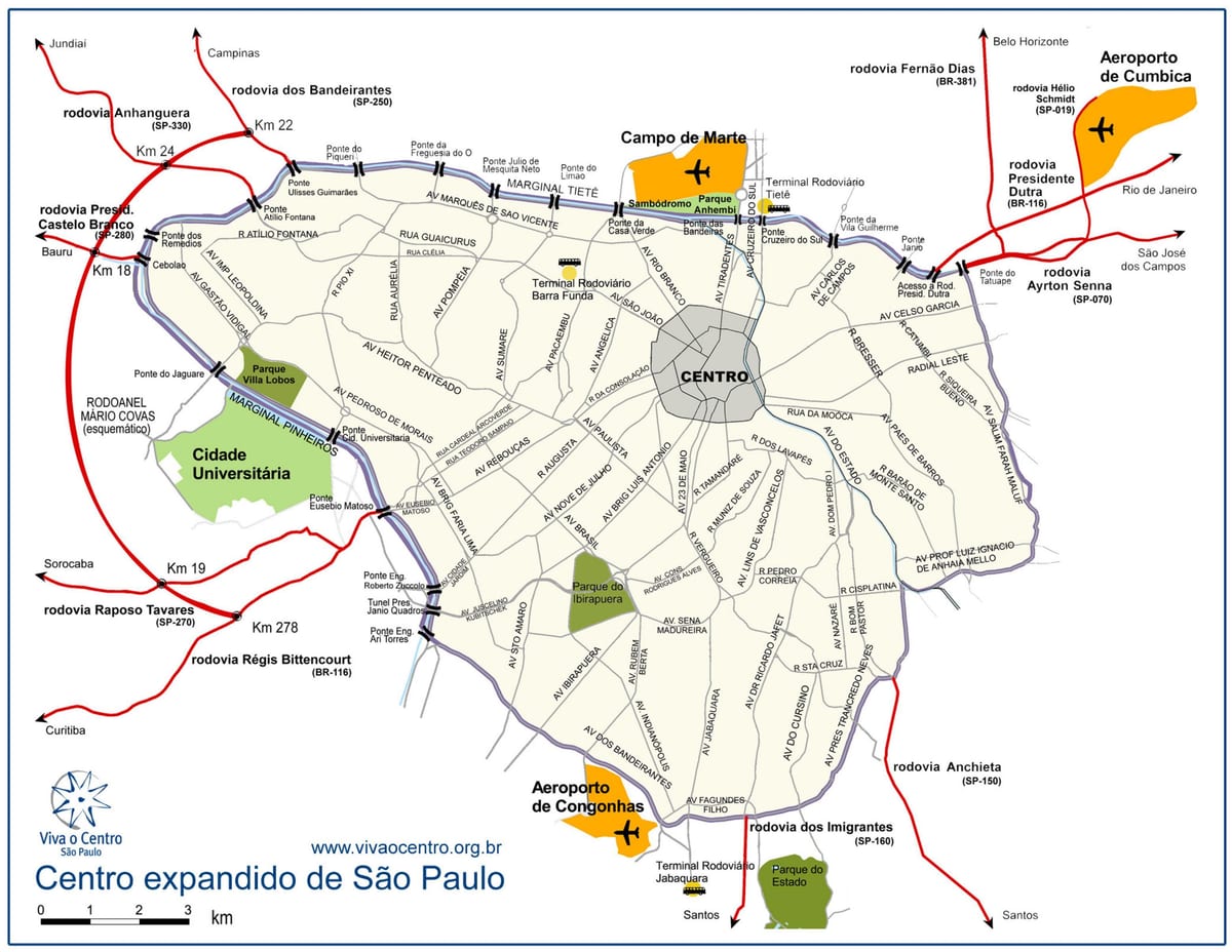Mapa handi zentro São Paulo
