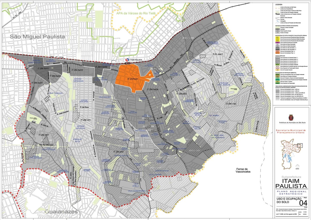 Mapa Itaim Paulista - Vila Curuçá São Paulo - lurzoruaren Okupazioa