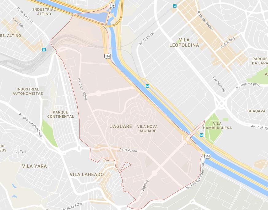 Mapa Jaguaré São Paulo