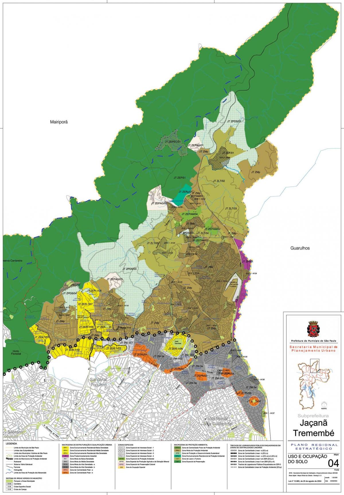 Mapa Jaçanã-Tremembé São Paulo - lurzoruaren Okupazioa