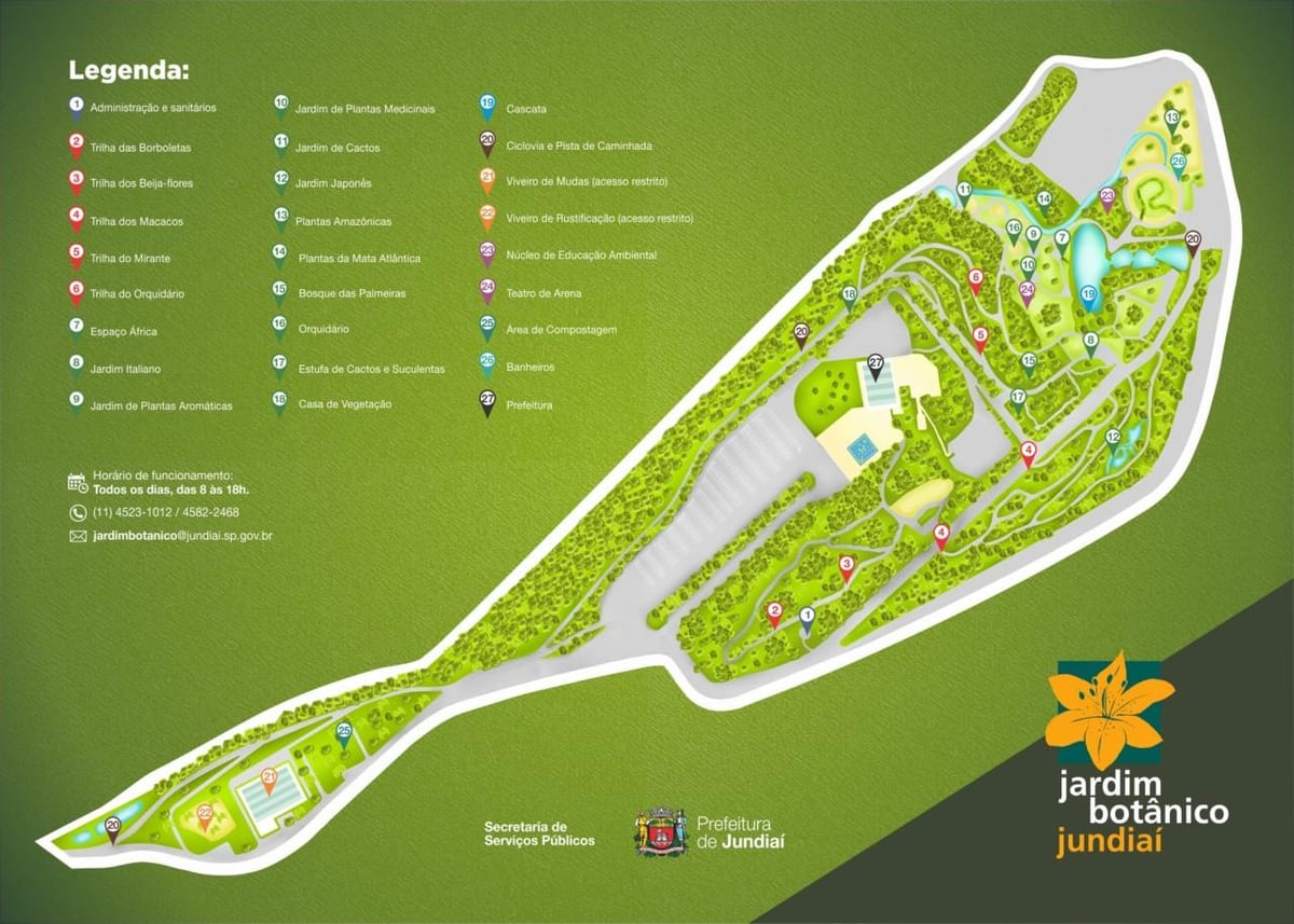 Mapa lorategi botanikoa Jundiaí