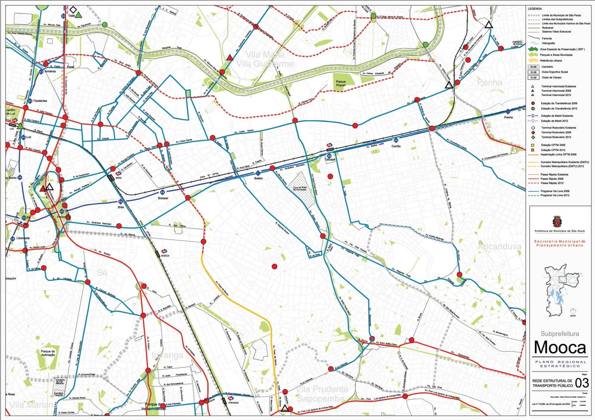 Mapa Mooca São Paulo - garraio Publiko