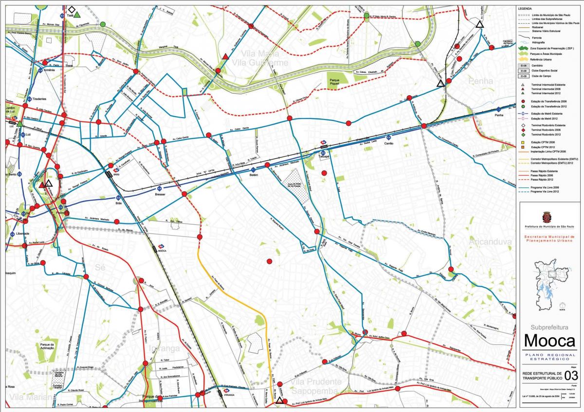 Mapa Mooca São Paulo - garraio Publiko