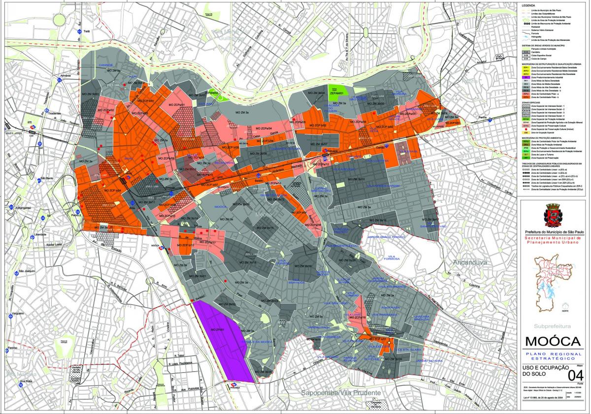 Mapa Mooca São Paulo - lurzoruaren Okupazioa