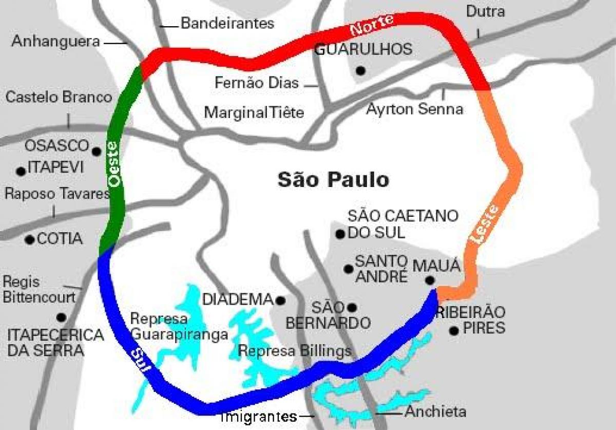 Mapa Mário Covas autopista - SP 21