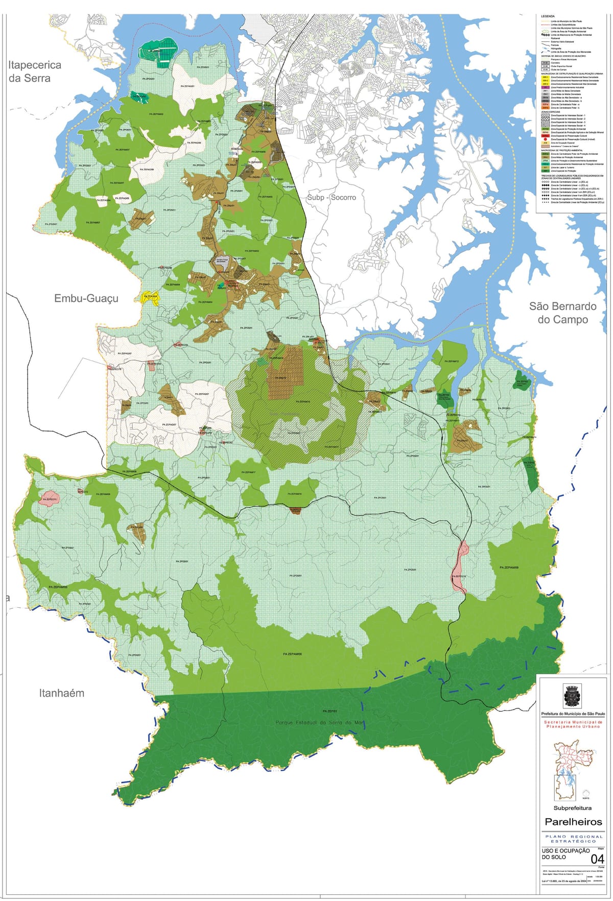 Mapa Parelheiros São Paulo - lurzoruaren Okupazioa