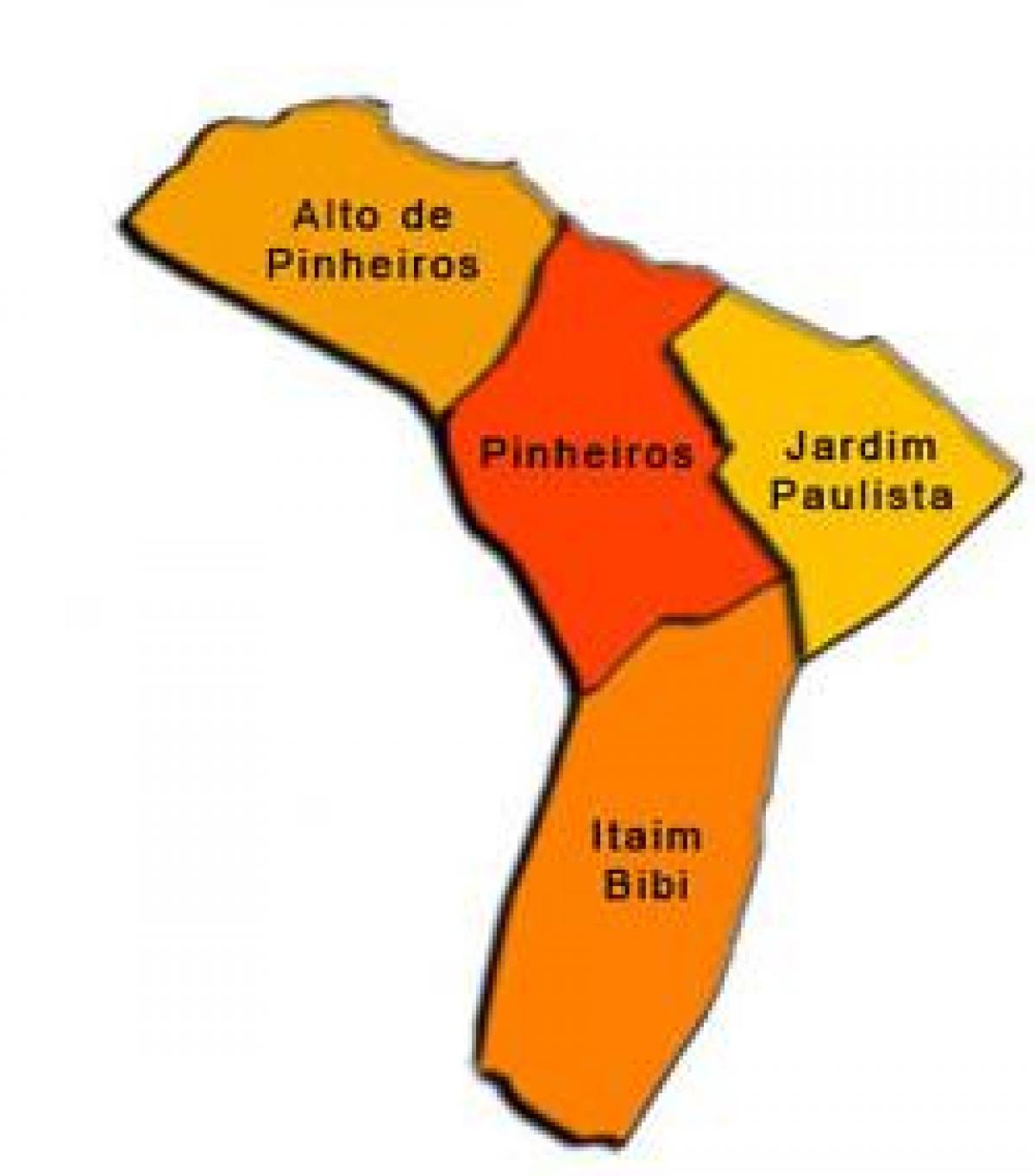 Mapa Pinheiros azpi-prefekturan