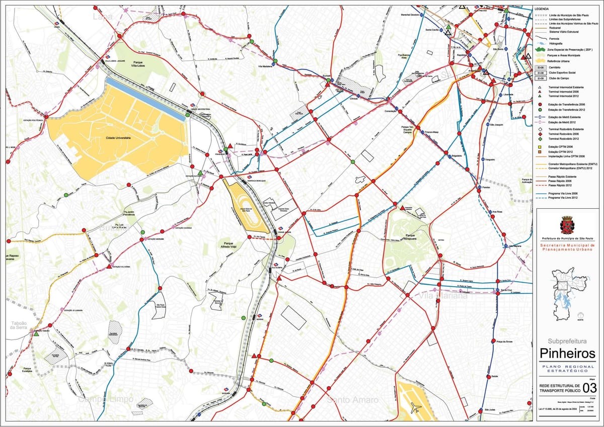 Mapa Pinheiros São Paulo - garraio Publiko