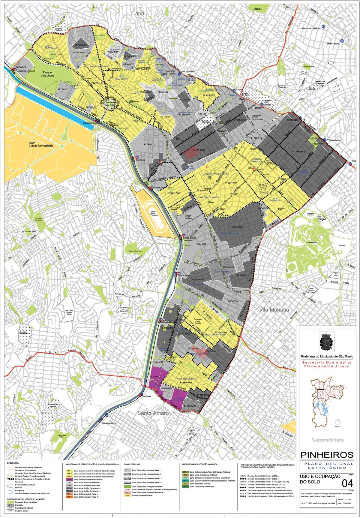 Mapa Pinheiros São Paulo - lurzoruaren Okupazioa