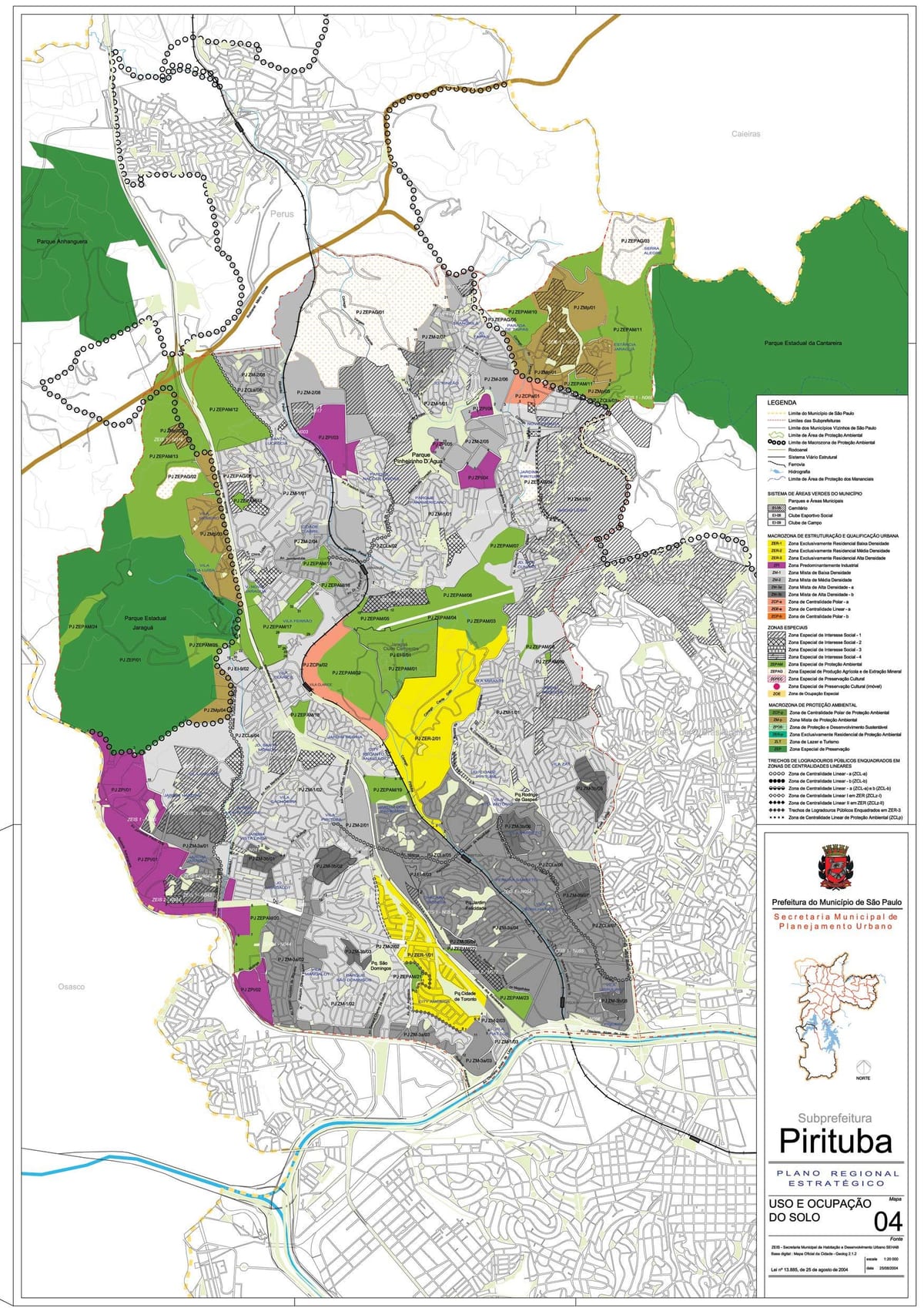 Mapa Pirituba-Jaraguá São Paulo - lurzoruaren Okupazioa