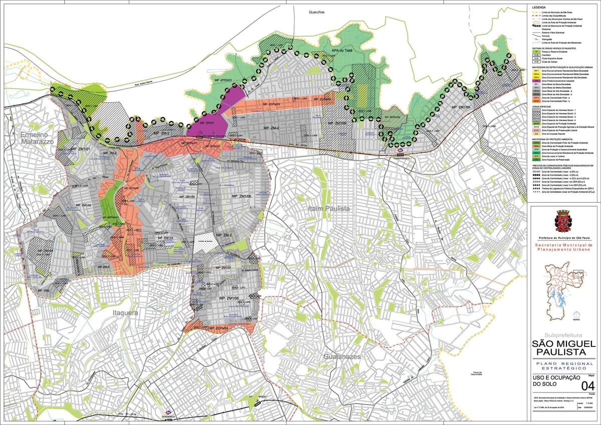 Mapa São Miguel Paulista São Paulo - lurzoruaren Okupazioa